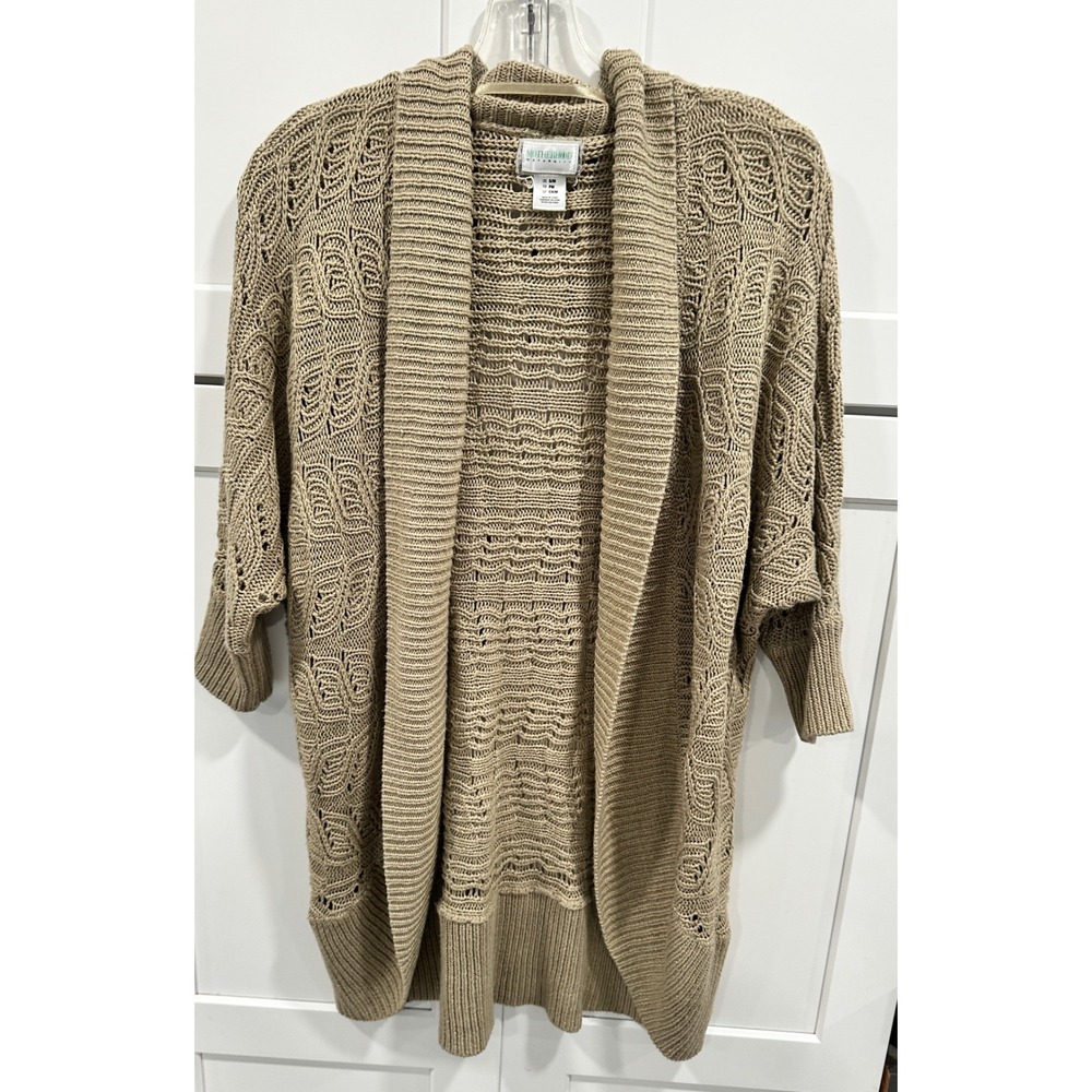 Motherhood Maternity Knit Cardigan Open Front Beige Dolman Sleeve S/M